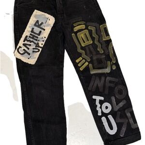 Rustler‎ Jeans Mens 31x30 Hand Painted Art Writing Michael Custom Pants Unique